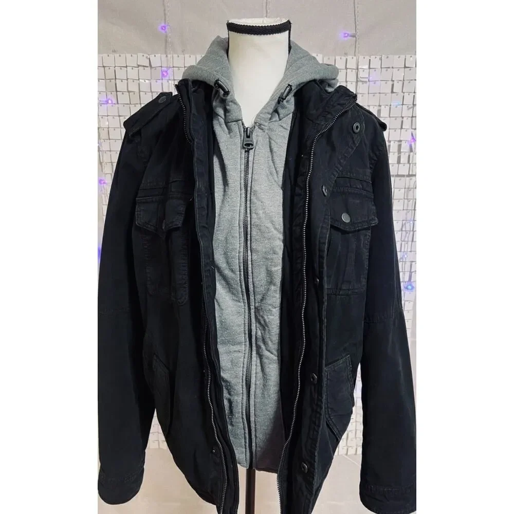 Levi Strauss Washed Cotton Hooded Military Jacket. Size S.